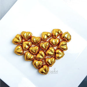 Gold Foil-Wrapped Chocolate Hearts