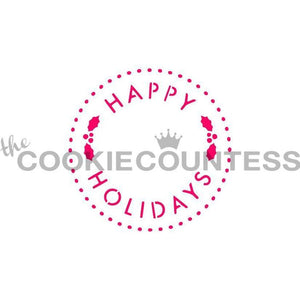 Happy Holidays Round Stencil
