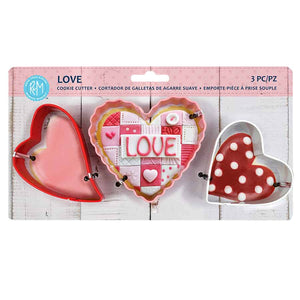 LOVE 3PC COLOR COOKIE CUTTER CARDED SET