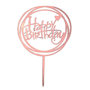 Pink Happy Birthday Topper w/ Interlocking Circles