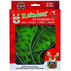 REINDEER CAKE DECORATING COOKIE CUTTER (6 PC SET)