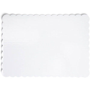 10" X 14" WHITE DOUBLE WALL RECTANGLE SCALLOPED CAKE BOARD