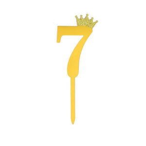 "7" Acrylic Gold Cake Topper w/ Crown (Small)