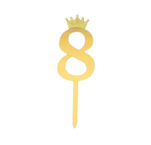 "8" Acrylic Gold Cake Topper w/ Crown