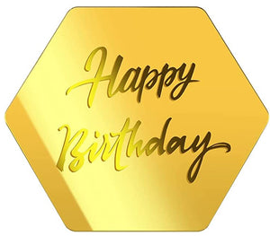 “HAPPY BIRTHDAY” Acrylic Disc Hexagon Topper (GOLD)