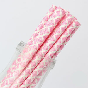 Damask Patterned Paper Straws: Pink
