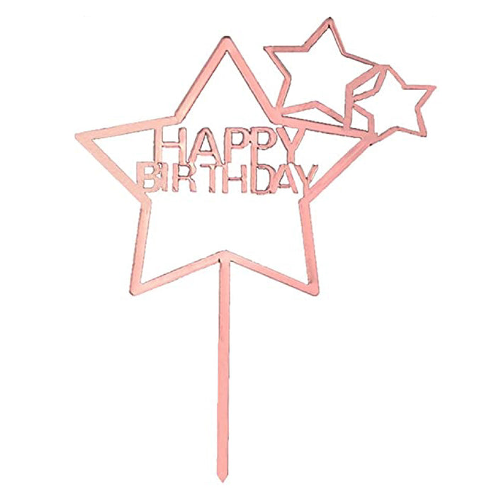 Pink Happy Birthday Topper w/ Stars
