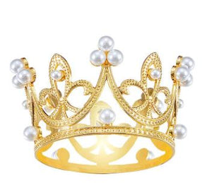 Tiara with Pearl Clusters Cake Topper (Gold)