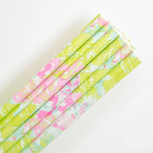 Flower Patterned Paper Straws: Watercolor